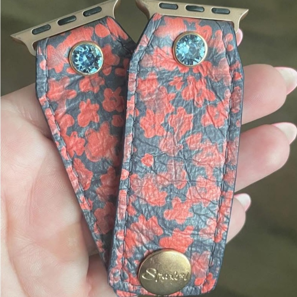 Orange & Blue Leather Watchband